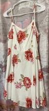 OLD NAVY Women's Sz M White Cami Midi Floral Print Sun Dress Smocked Back Lined