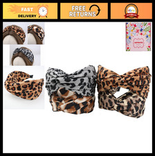 4 Pack Leopard Print Wide Knotted Headbands for Women - Fashion Hair Accessories