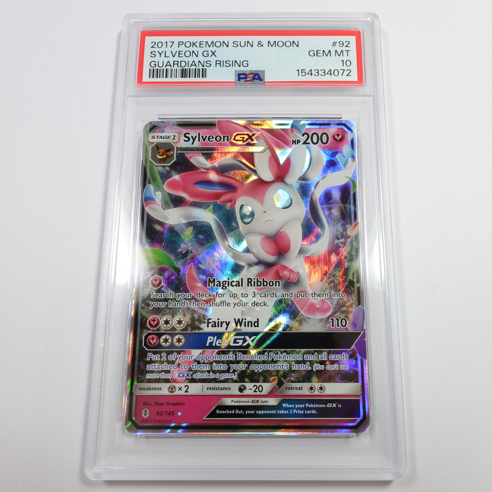 2017 PSA GEM MT 10 - Pokemon SM Guardians Rising 92/145 Sylveon GX Card #61458B