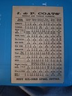  Late 1880's J & P Coats Thread Trade Card With Needles & Thread Numbers Chart  — photo 4