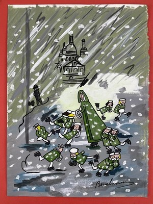 Ludwig Bemelmans Drawing on paper (Handmade) signed and stamped