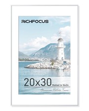 RICHFOCUS 20x30 Frame Silver 20x30 Poster Frame with Mat for 16x24 20 x 30 Me...
