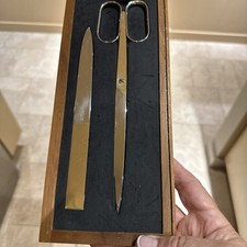 Solingen Germany Desk Set -Brass  Steel Scissors Letter Opener Made In Germany