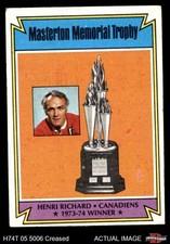 1974 Topps #243 Henri Richard Masterson Trophy Canadiens HOF 2 - GOOD