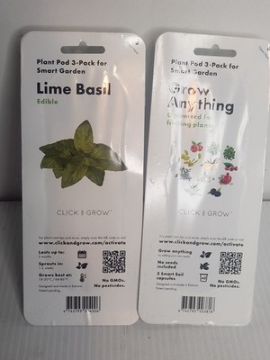 Click and Grow Smart Garden (2) 3-Packs Grow Anything & Lime Basil NEW SEALED!