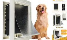 Dog Door for Wall, Pet Door, Doggie Door with Telescoping Tunnel, Double Large