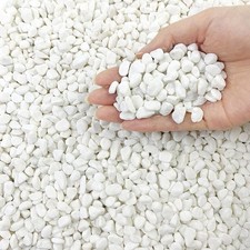 10 lbs White Pebbles for Indoor Plants, 3/8 Inch Decorative White Stones. Polish