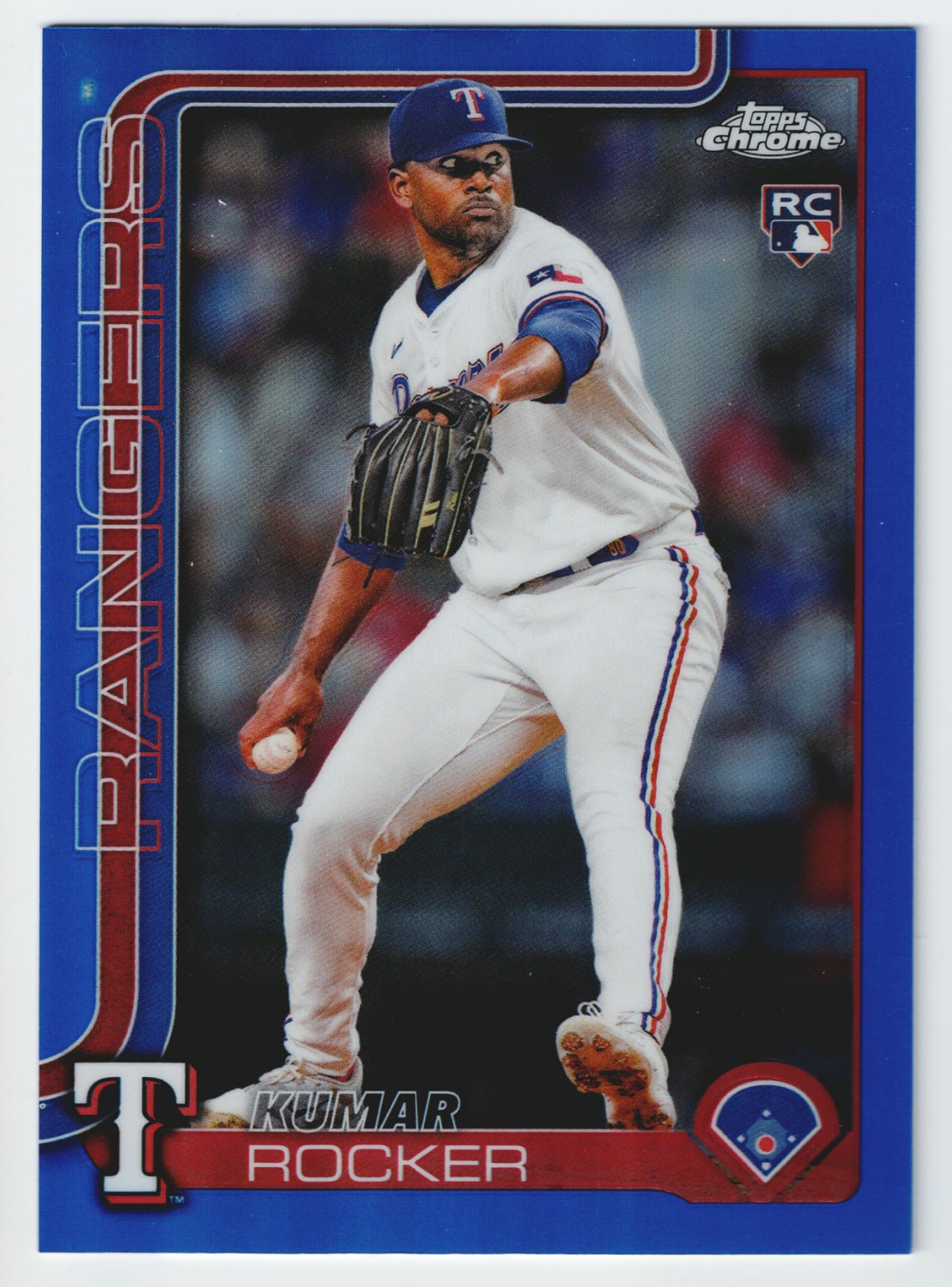 2025 Topps Chrome Kumar Rocker Rookie RC Blue Refractor /150 #73 Rangers