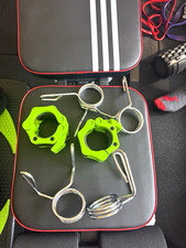Olympic Barbell Collars & Spring Collars Set 5pcs Green Silver Plastic Metal
