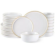 Stoneware Dinnerware Sets for 8,Reactive Ceramic Plates and Bowls Set,Highly ...