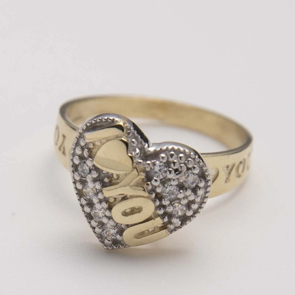 Heart "I Love You" Heart Ring 10K Yellow White Gold - Image 2 of 4