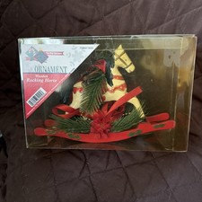 Vintage Wooden Rocking Horse Ornament for Christmas Decor by Tis the Season Rare