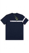 Image of Hugo Boss T-Shirt Men's Medium Navy Logo Stripe Cotton Stretch Regular Fit NWT
