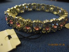 COOKIE LEE NEW GENUINE PINK CRYSTAL HEART "STRETCHY" BRACELET