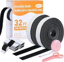 32Ft x 1 Inch Heavy Duty Hook and Loop Tape with Adhesive Back - Double Sided St