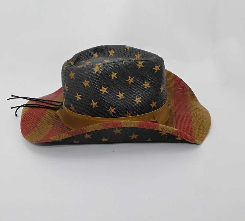 Sombrero de Vaquero SsddleBack Pellizco Frontal Mancha de Té Color Metal Estrellas En Banda Unisex Foto 4 de 4