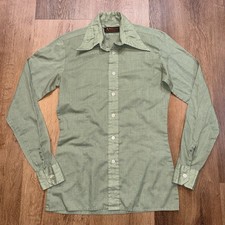 Vtg 60s 70s Arges Shirt Mens XS Disco Saturday Night Fever Butterfly Collar Mod