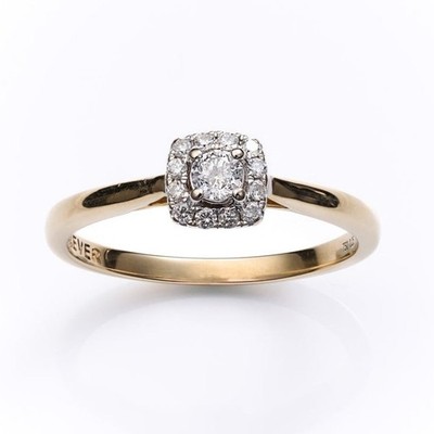 18 kt Gelbgold Forever Diamant Halo Ring