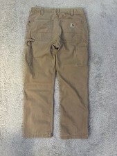 Carhartt Men's Beige Cotton Work Pants Utility Pockets Construction