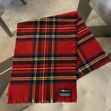Vintage Ralph Lauren Cashmere Wool Red Plaid Tartan Scarf Blue Label Rare Money