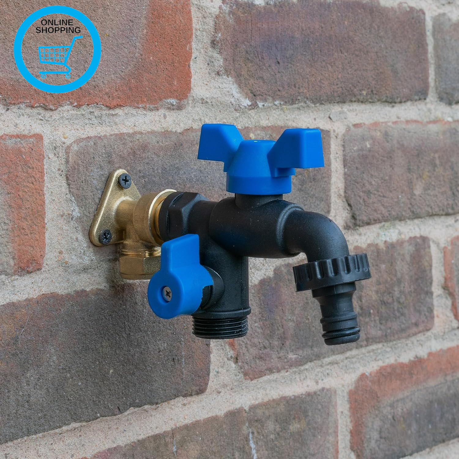 Double Outlet Ultra Tough Nylon Garden Tap,Butterfly Handle,1/2"" Bsp Inlet Threa