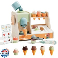 TOP BRIGHT Wooden Ice Cream Pretend Play Toys, Play Kitchen Set f