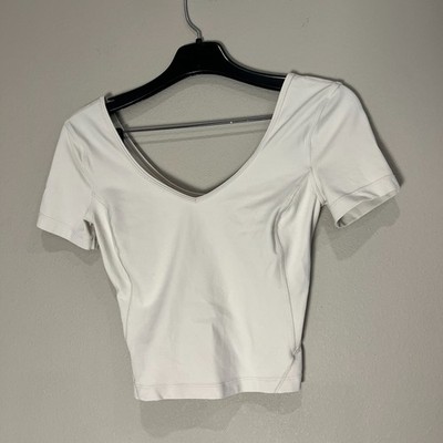 Lululemon Align Cropped T-Shirt Top White Short Sleeve Size 0-2  See Measure