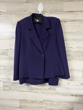 Women s Le Suit Essential Purple 2pc Blazer Skirt Suit Sz 14 Old Money Business