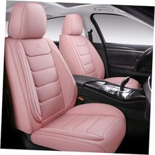 Full Coverage Faux Leather Car Seat Covers Full Set,Automotive Front Pair Pink.
