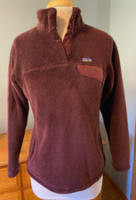 Patagonia Retro Pile Fleece Jacket Youth XXL 16 -18 1/4 Snap Pullover Burgundy