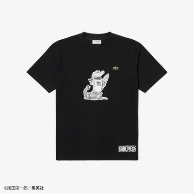 Lacoste x One Piece T-Shirt Black Graphic Print Size 6 XL Japan