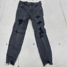 American Eagle Black Distressed High Rise Jegging Skinny Jeans Women's Size 8