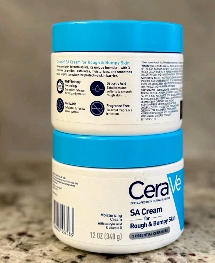 Crema CeraVe (2 frascos) SA para piel áspera y llena de baches-12 fl oz/ea*NUEVA-envío GRATIS* Foto 2 de 4