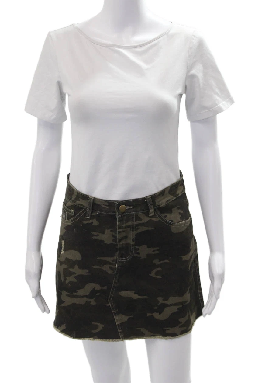 Pinkyotto Women Mini Pencil Skirt Green Camo Cotton Elastane Size S