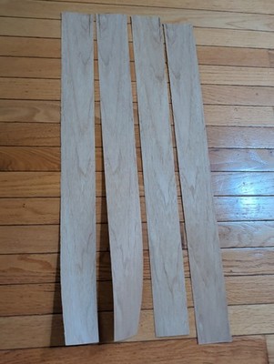 4 pieces Hickory Pecan wood veneer  2 5/8'' x  30'' each & 1/42'' raw cracks