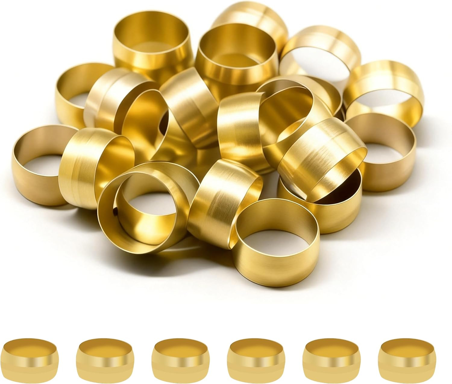 25PCS 5/8" Brass Compression Sleeves Ferrules for Air Brake Lines