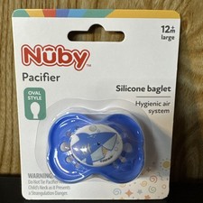 Nuby Oval Baglet Pacifier 12M Large New In Package Blue Whale Carded