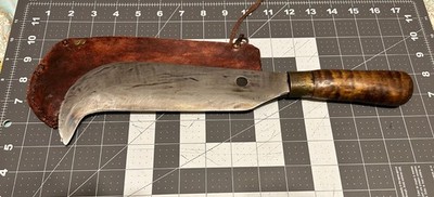 Vintage early 2k's John Donelson hand forged billhook fixed blade & cover.
