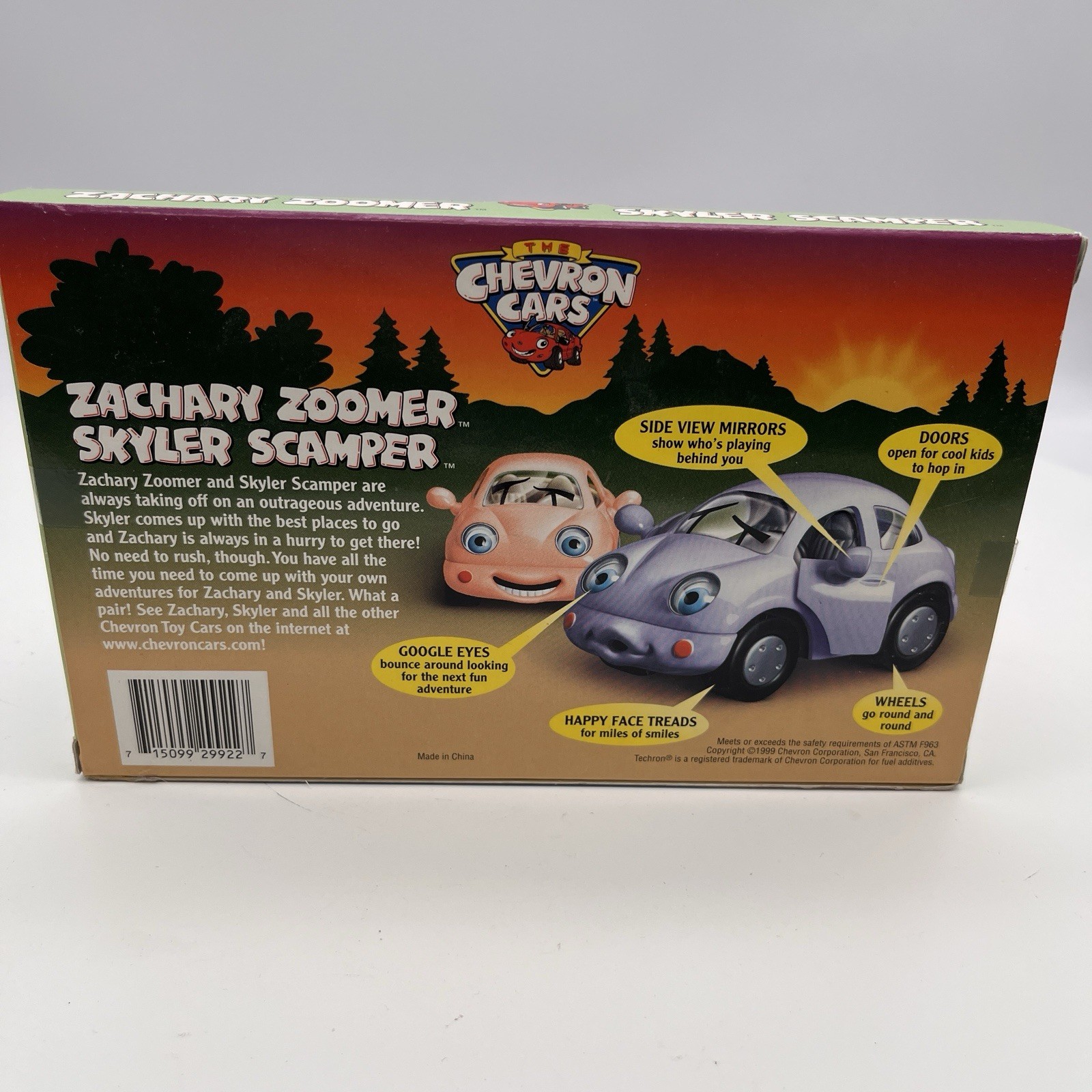The Chevron Cars Zachary Zoomer & Skyler Scamper New In Pkg Vtg