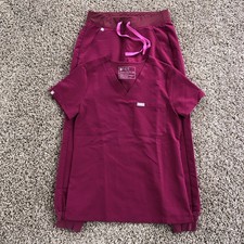 FIGS Technical Collection Scrub Set Womens XS/XXS Dark Magenta Top/Jogger Pant