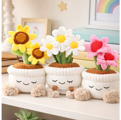 Plush Plant Decor, Soft Faux Houseplant, Cute Stuffed Plant for Home & Office, C