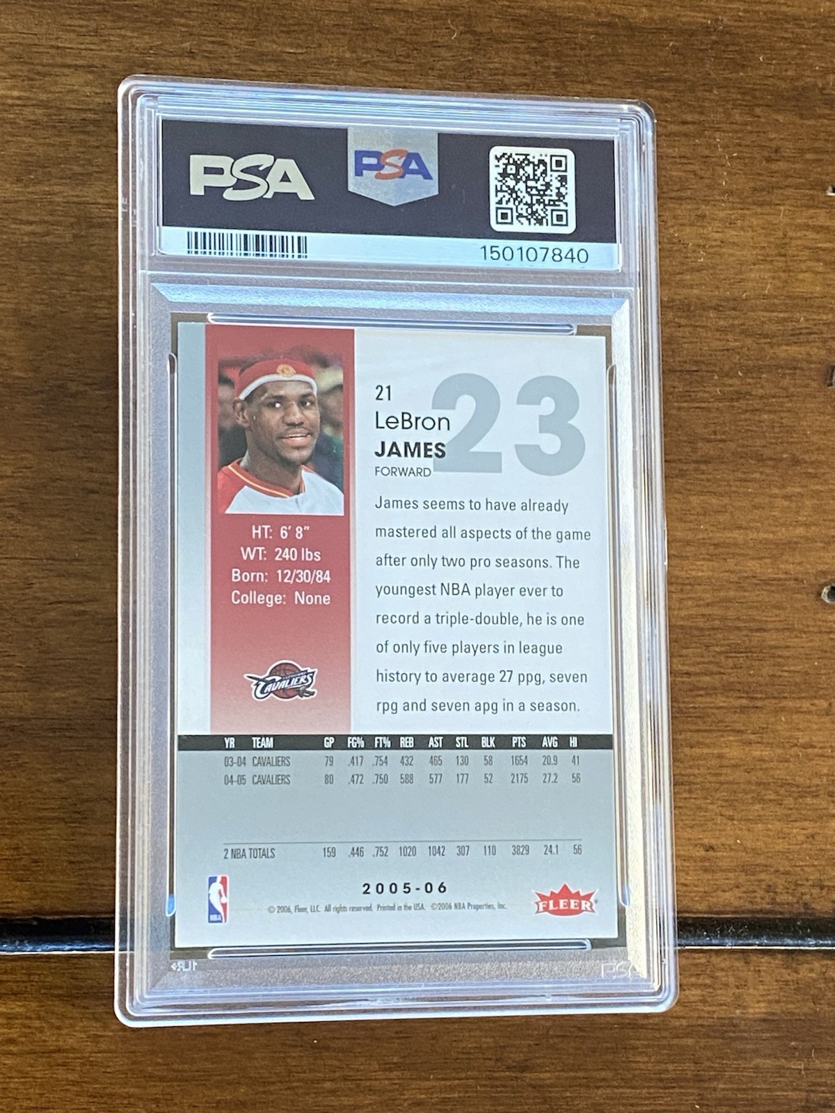 2005 Hoops Lebron James Psa 9 view 2