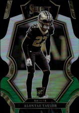 2022 Panini Select Alontae Taylor #171 Black and Green Prizm Die Cut 4D