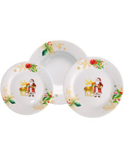 Omniacasa Babbo con Renna – Servizio Piatti 18 pz Natalizi Rotondi per 6 Persone