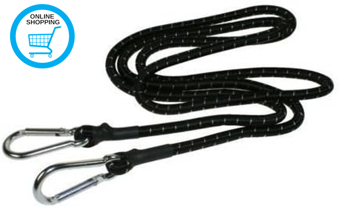 60"" (150Cm) HEAVY DUTY BUNGEE CORD with CARABINER CLIPS