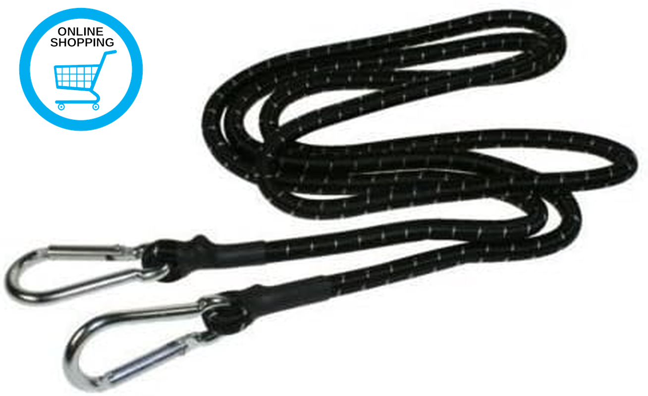60"" (150Cm) HEAVY DUTY BUNGEE CORD with CARABINER CLIPS