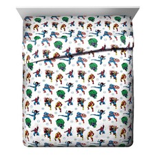 Jay Franco Kids Avengers Queen Sheet Set - Fitted, Flat, Pillow Case - Ultra-Sof
