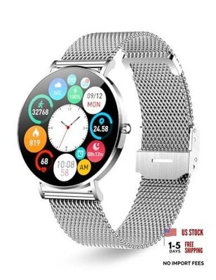 Smart Watch for Men and Women - 1.3 Inch Amoled HD Round Full Touch Steel Silver