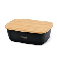 Schwarzer Brotkasten Mit Schneidebrett Maestro MR-1776-BLACK