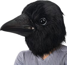 Black Crow Mask Raven Head Latex Realistic Animal Full Mask...